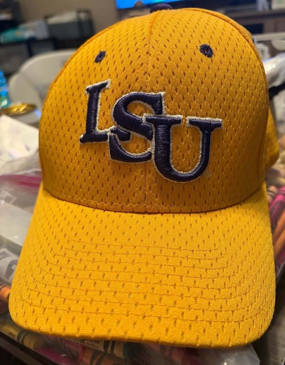 Vintage Zephyr LSU Tigers Yellow Mesh Jersey Fitted Hat Size 7 1/8